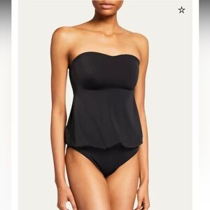 Norma Kamali Black Strapless Babydoll Mio Swimsuit  size Large